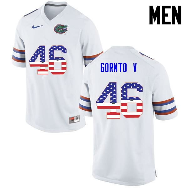 Men's NCAA Florida Gators Harry Gornto V #46 Stitched Authentic USA Flag Fashion Nike White College Football Jersey ZEE2265WB